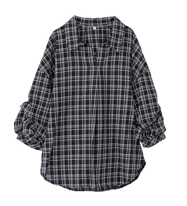 BELLUNA（ベルーナ）の「袖タックデザインスキッパーシャツ（シャツ）」｜詳細画像