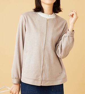 BELLUNA（ベルーナ）の「フェイクスエード切替ミドル丈ジャケット（その他ジャケット）」｜グレージュ