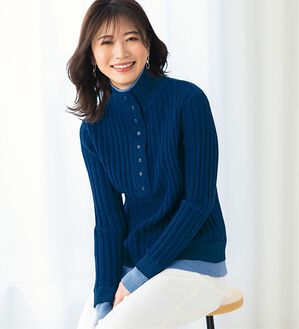 BELLUNA（ベルーナ）の「多ボタン使い配色ニットプルオーバー（ニット・セーター）」｜詳細画像