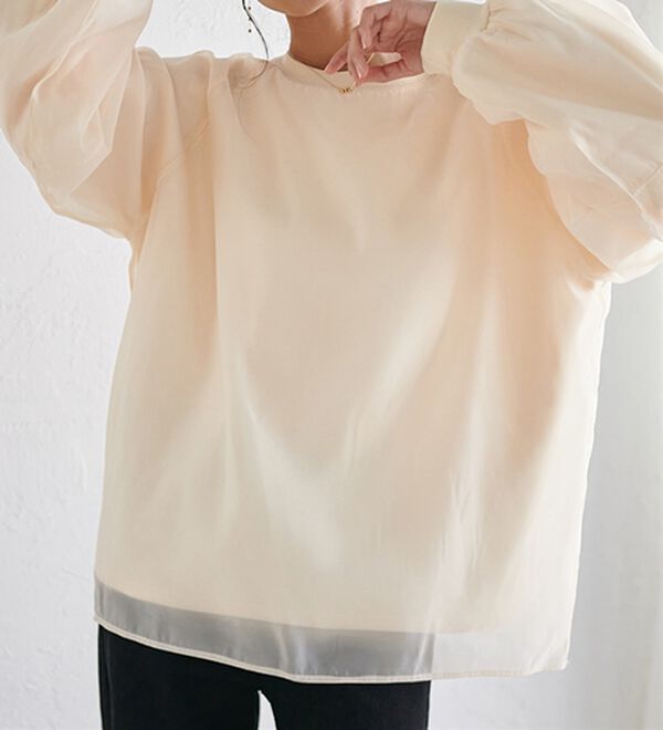 RANAN（ラナン）の「裏起毛シアー素材レイヤードスウェット（カットソー）」｜詳細画像