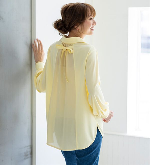 BELLUNA（ベルーナ）の「楽もきれいも譲れない！バックリボンカットソーブラウス（ブラウス）」｜詳細画像