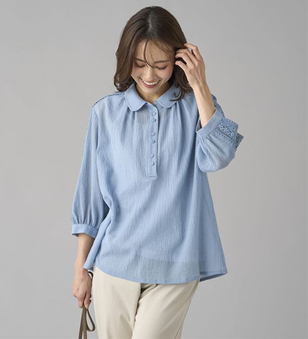 BELLUNA（ベルーナ）の「暑い夏に着たい！涼やか綿１００％ブラウス（ブラウス）」｜詳細画像