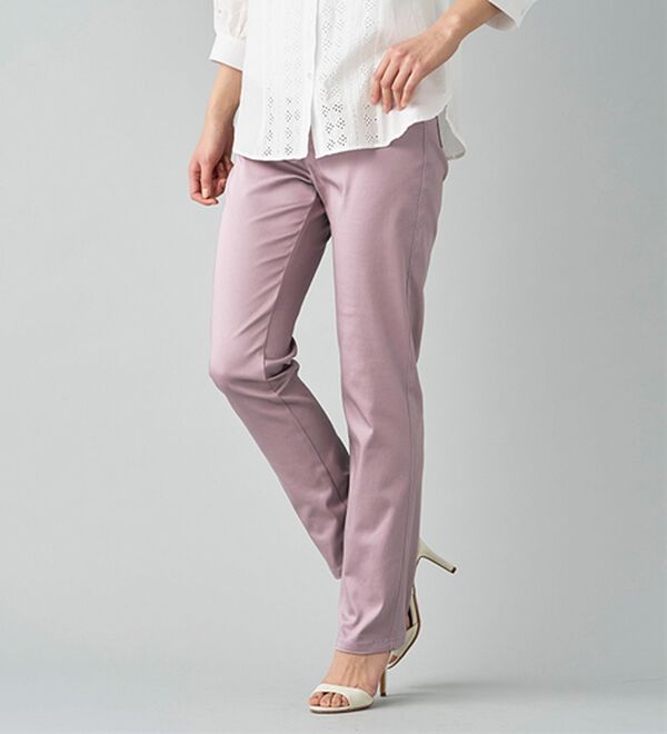 サラリ速乾！綿サテンストレッチカラーパンツ - ベルーナ【公式】