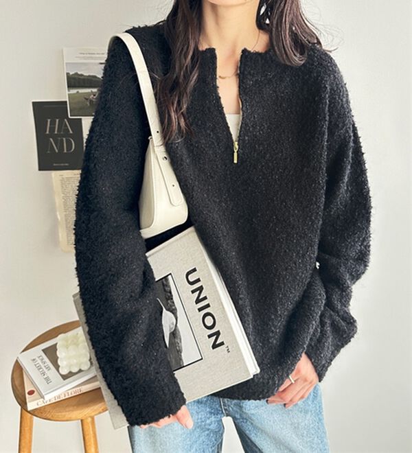 GeeRA（ジーラ）の「ハーフジップミックスニットプルオーバー（ニット・セーター）」｜詳細画像