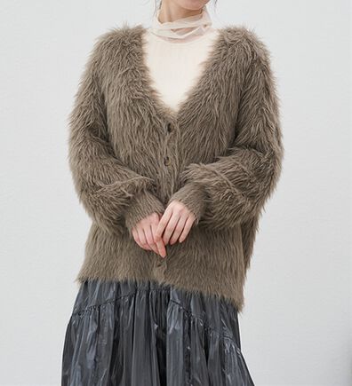 RANAN（ラナン）の「ロングフェザーシャギーオーバーカーデ（ニットカーディガン）」