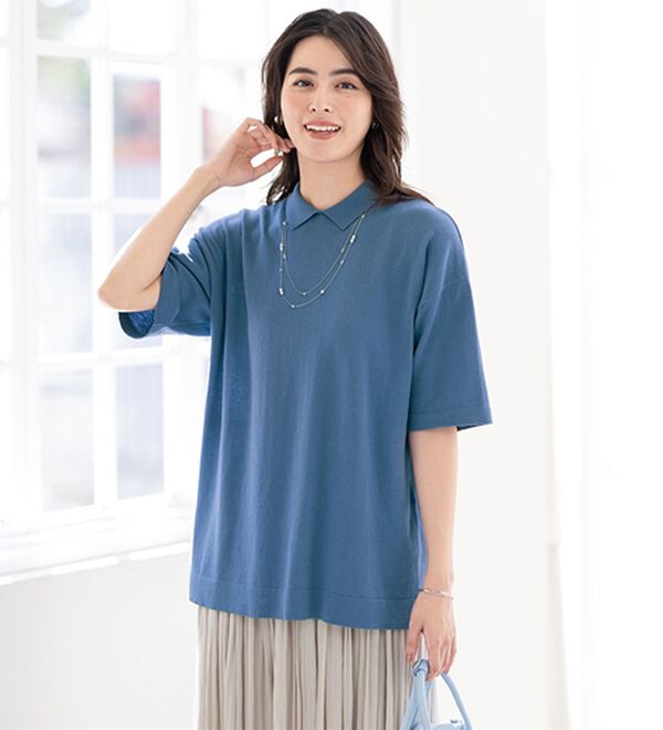 ルフラン（ルフラン）の「【３色組】綿１００％衿付きニットプルオーバー（ニット・セーター）」｜詳細画像