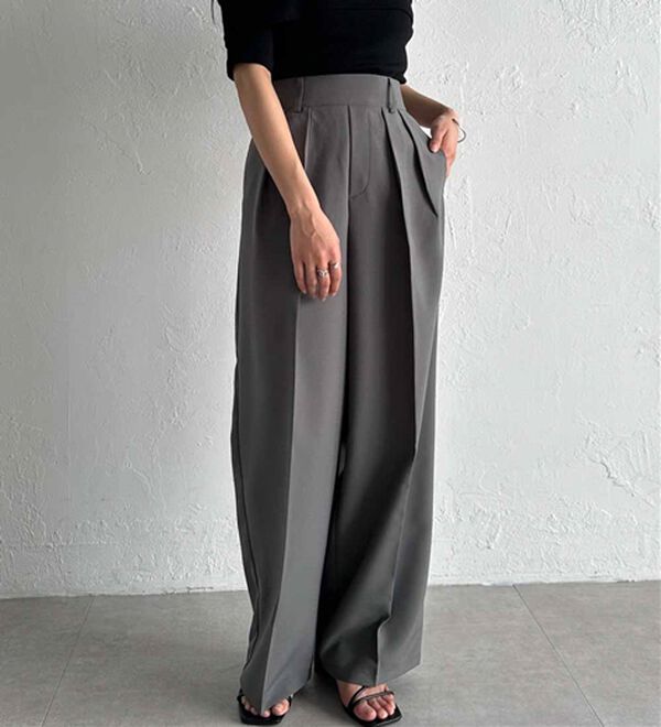 選べる股下】きれい見え2タックワイドスラックス - ベルーナ【公式】