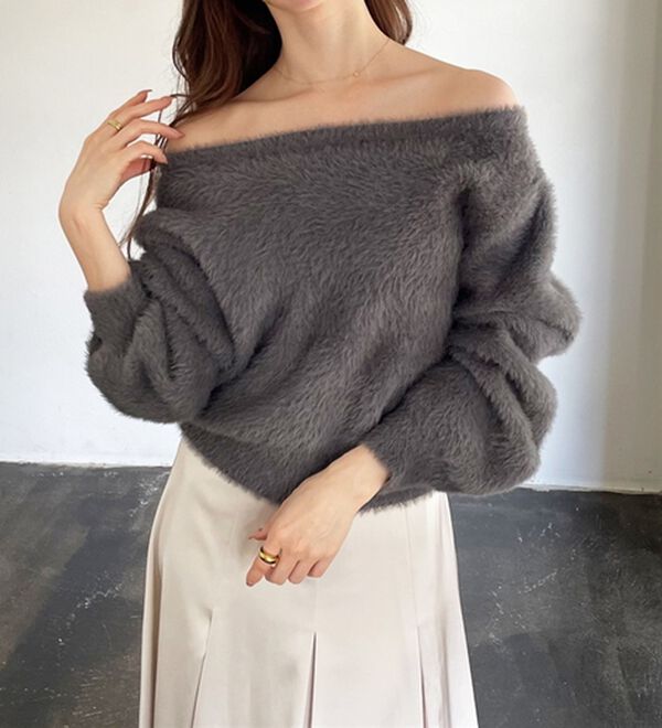 GeeRA（ジーラ）の「【YOUING.】オフショルフェザーヤーンニット（ニット・セーター）」｜詳細画像