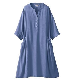BELLUNA（ベルーナ）の「スラブ素材ポケット付シャツワンピース（その他ワンピース）」｜ブルー