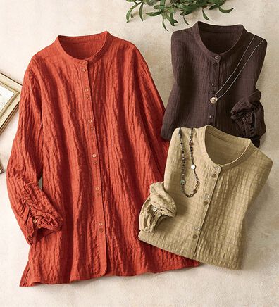 ルフラン（ルフラン）の「【３色組】ポコポコ素材の柔らかブラウス（ブラウス）」