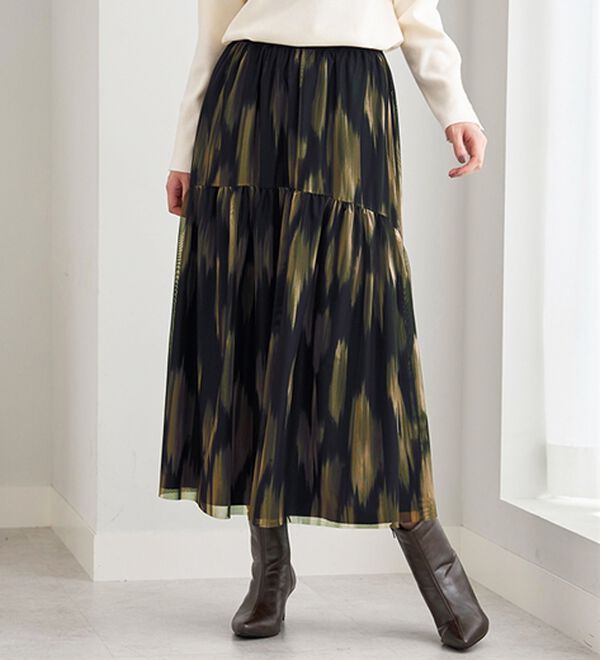 BELLUNA（ベルーナ）の「２倍の着こなし！チュールプリントスカート（ロングスカート）」｜詳細画像