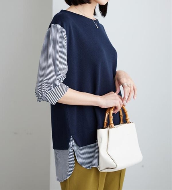 BELLUNA（ベルーナ）の「ラメ調素材シャツフェイクチュニック（チュニック）」｜詳細画像