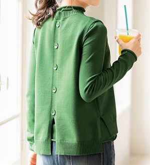 ルフラン（ルフラン）の「後ろボタンニットアンサンブル（アンサンブル）」｜グリーン