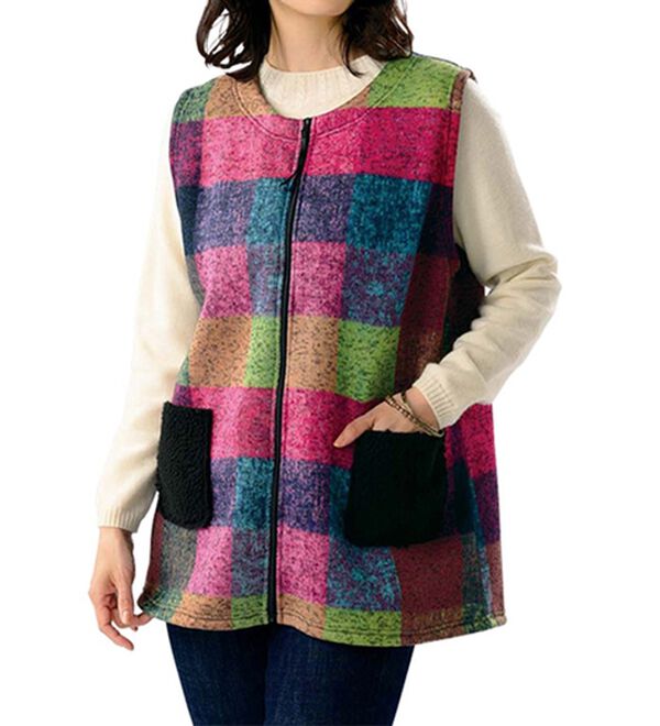 ルフラン（ルフラン）の「カラフルチェック柄ベスト（ベスト）」｜詳細画像