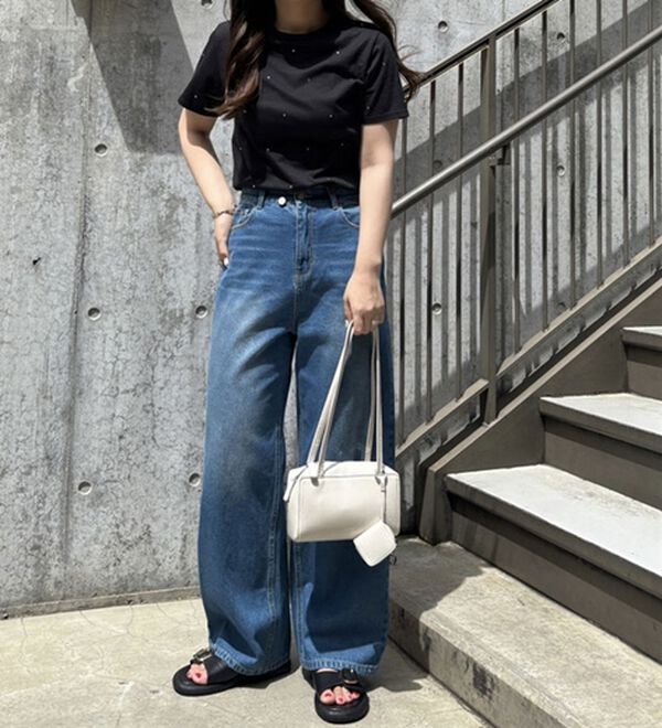 GeeRA（ジーラ）の「綿１００％ラインストーンドットＴシャツ（カットソー）」｜詳細画像