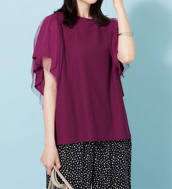 BELLUNA（ベルーナ）の「チュール使いフリル袖プルオーバー（カットソー）」｜詳細画像