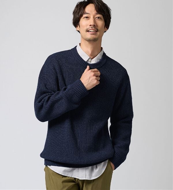 REMEN'S（リメンズ）の「【洗える】やわらかタッチ畦編みクルーネックセーター（メンズニット・セーター）」｜詳細画像