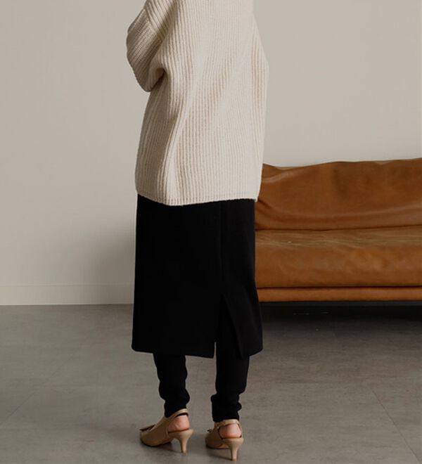 RANAN（ラナン）の「レイヤードニットソースカートパンツ（フルレングスパンツ）」｜詳細画像