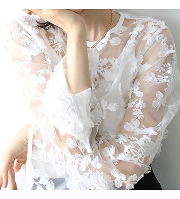 GeeRA（ジーラ）の「３Ｄレースブラウス（ブラウス）」｜詳細画像