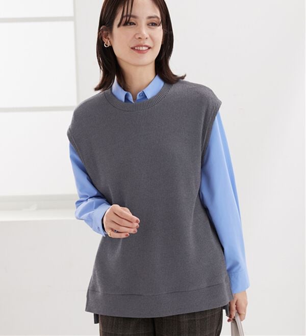 BELLUNA（ベルーナ）の「【新色追加】&ldquo;2点セット&rdquo;あぜ素材ベストアンサンブル（アンサンブル）」｜詳細画像