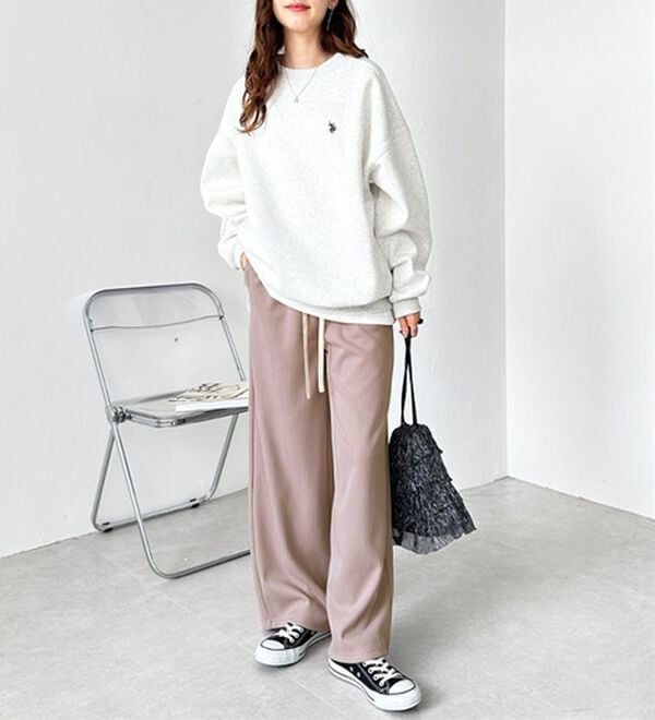 GeeRA（ジーラ）の「ふわふわあったか！裏起毛リブワイドパンツ（フルレングスパンツ）」｜詳細画像