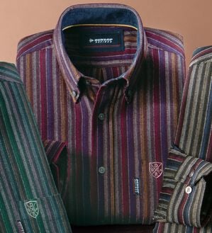 「＜ダンロップ・リファインド＞モールドビーストレッチシャツ（メンズシャツ）」｜ワイン系