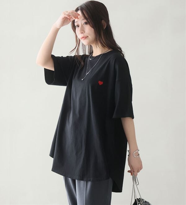A HAPPY MARILYN（アハッピーマリリン）の「【大きいサイズ】【Ｌ～９Ｌ／選べるタイプ】綿１００％ロングＴシャツ（Tシャツ）」｜詳細画像