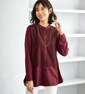 BELLUNA（ベルーナ）の「レース重ねシャツチュニック（チュニック）」｜詳細画像
