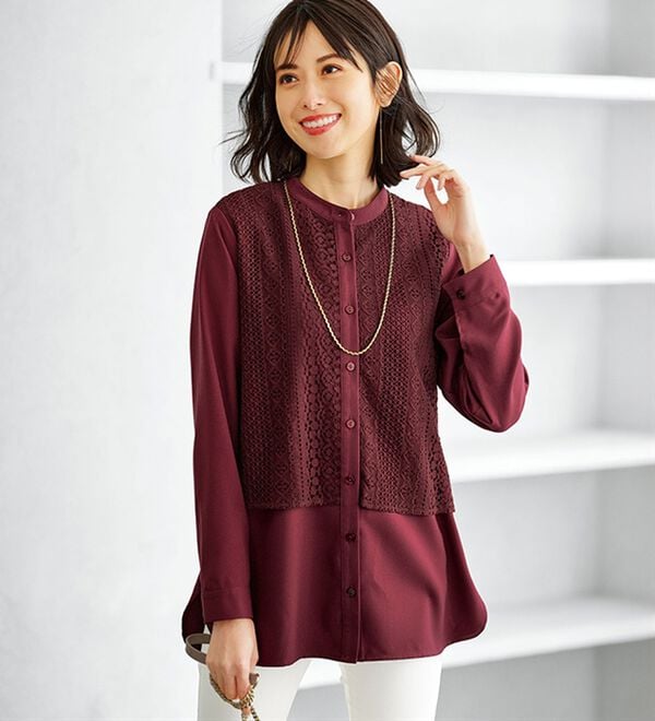レース重ねシャツチュニック - ベルーナ【公式】
