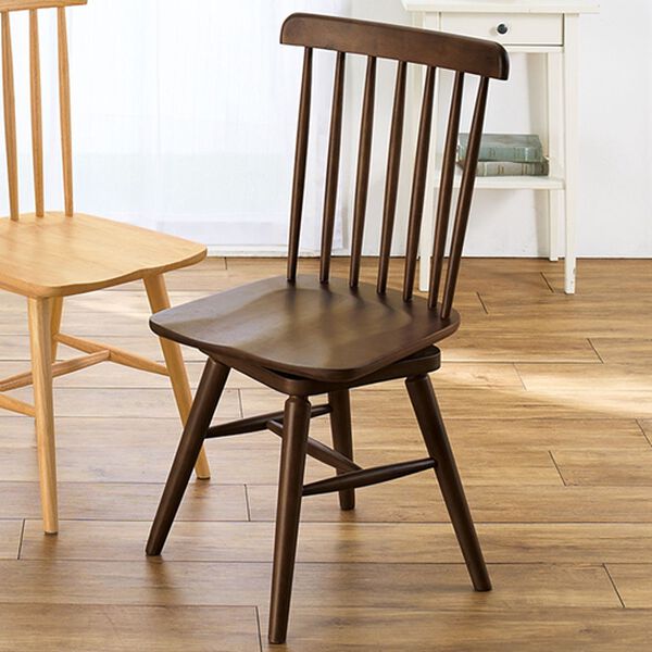 「天然木ウィンザー調デザインチェア２脚組（椅子・チェア・スツール）」｜ブラウン