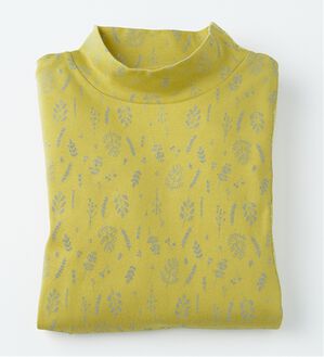 BELLUNA（ベルーナ）の「【選べる衿】肌に優しい綿１００％暖か発熱素材プルオーバー＜ベルホット　コットン＞（カットソー）」｜ボタニカル柄(ライム)