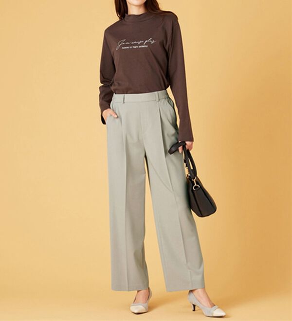 BELLUNA（ベルーナ）の「サマ見え（Ｓ）美脚タック使いワイドパンツ（ワイドパンツ・ガウチョ）」｜詳細画像