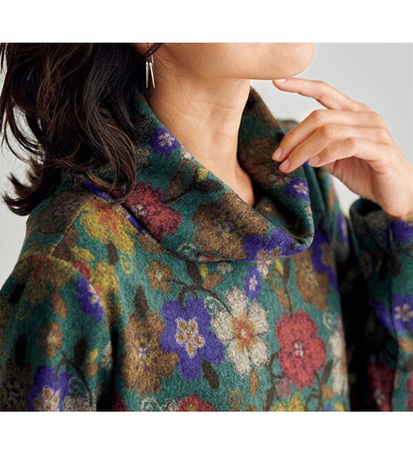 BELLUNA（ベルーナ）の「起毛素材花柄プリントチュニック（チュニックワンピース）」｜詳細画像