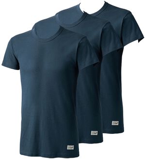 「【３枚組】＜クロコダイル＞夏用さらっと着心地の綿１００％インナー（メンズ肌着・インナーウェア）」｜ネイビー3枚組 半袖丸首