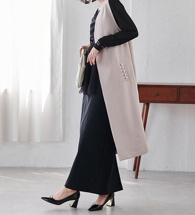 RANAN（ラナン）の「【セットアップ対応】パール調ビジュー付ロングジレ（ジレ）」