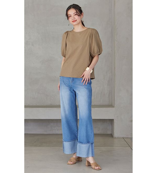 RANAN（ラナン）の「ひんやり！サッカー素材袖ボリュームブラウス（ブラウス）」｜詳細画像