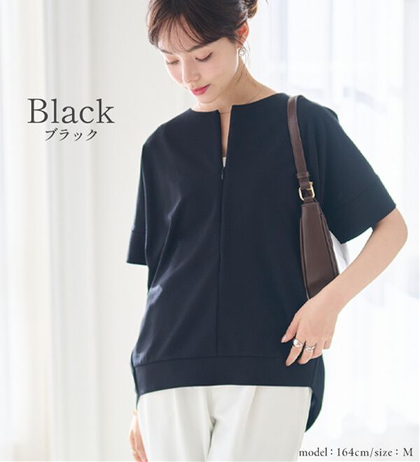 RANAN（ラナン）の「【4つの機能付】ひんやりハーフジップコクーンチュニック（チュニック）」｜詳細画像