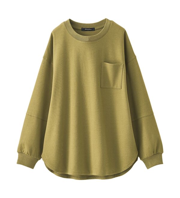 BELLUNA（ベルーナ）の「吸湿発熱ポンチ素材袖切替プルオーバー（カットソー）」｜詳細画像