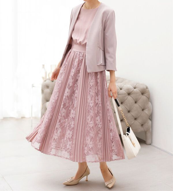 レース＆プリーツワンピジャケットセット - ベルーナ【公式】