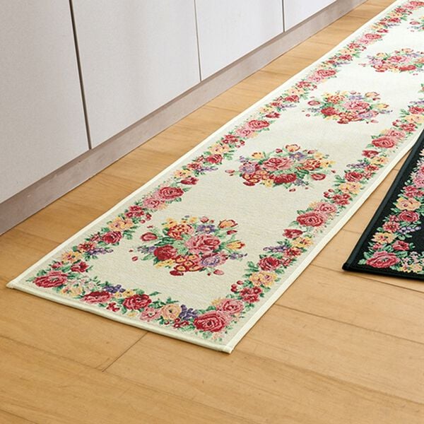 「はっ水ゴブラン織キッチンマット（キッチンマット）」｜アイボリーフラワー