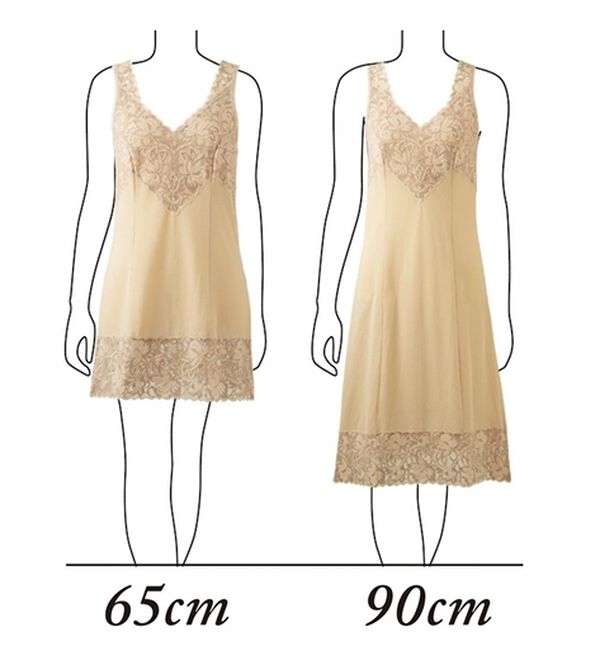 「レースがお洒落な綿混スリップ（肌着・インナーウェア）」｜詳細画像