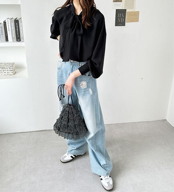 GeeRA（ジーラ）の「前後２ｗａｙボウタイブラウス（ブラウス）」｜詳細画像