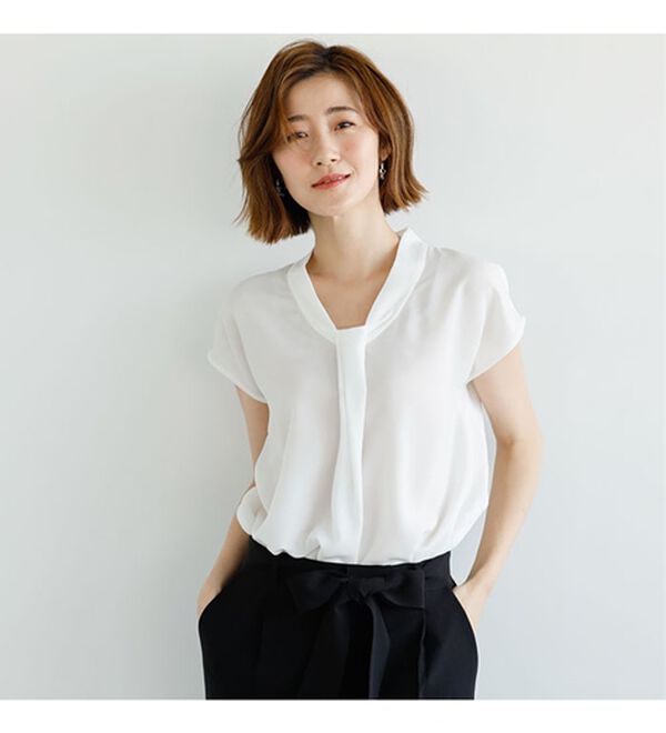 GeeRA（ジーラ）の「【ジャケット+2ボトム】洗えるストレッチ！ジャケット＆ブラウス＆パンツ＆スカートスーツセット（パンツスーツ）」｜詳細画像