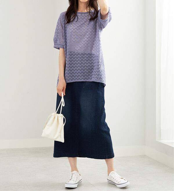 BELLUNA（ベルーナ）の「ラッセルレースパフ袖アンサンブル（アンサンブル）」｜詳細画像