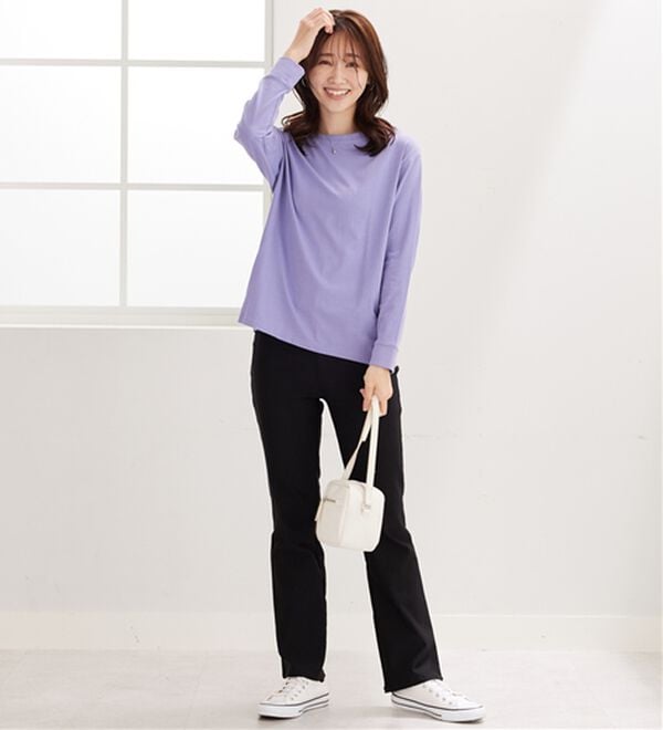 BELLUNA（ベルーナ）の「綿１００％大人顔サマ見え裾タックデザインプルオーバー（カットソー）」｜詳細画像