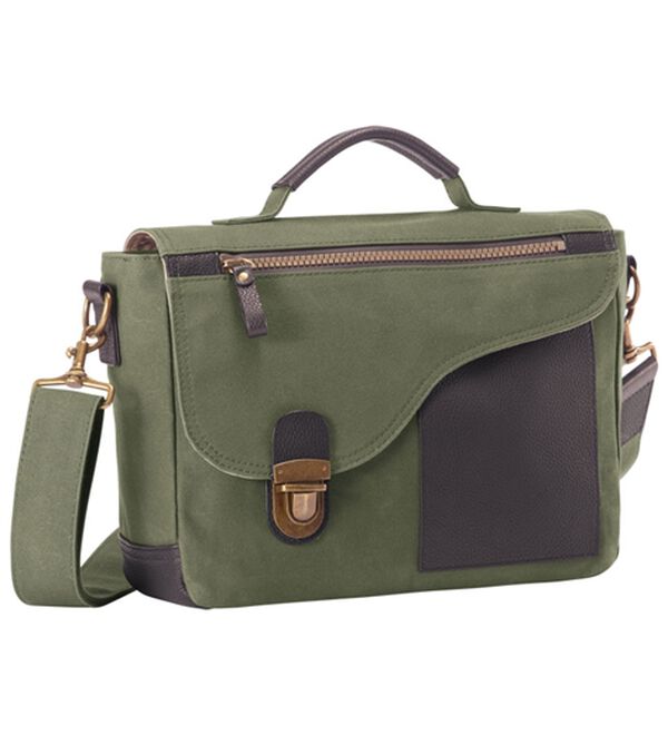 「大人に似合う国産帆布のこだわりショルダー（メンズショルダーバッグ）」｜カーキ