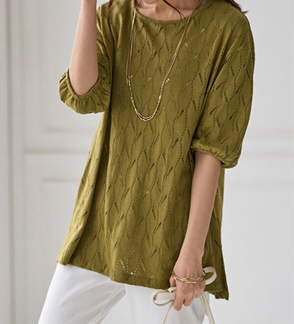 BELLUNA（ベルーナ）の「ストレッチレース素材ふんわり袖チュニック（チュニック）」｜詳細画像