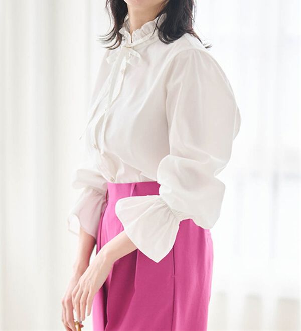 RANAN（ラナン）の「プチフリルリボン付きブラウス（ブラウス）」｜詳細画像