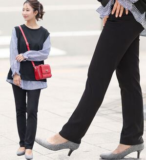 A HAPPY MARILYN（アハッピーマリリン）の「【Ｍ～８Ｌ】【選べる丈】のび～る ストレッチ ツイル 魔法の 美脚レギンスパンツ（スリム・スキニーパンツ）」｜詳細画像