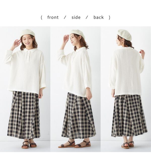 Viola e Viola（ヴィオラ エ ヴィオラ）の「綿１００％裾ボタン付ダブルガーゼブラウス（ブラウス）」｜詳細画像